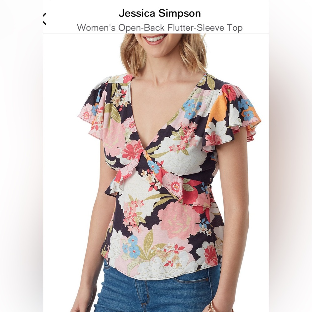 Jessica Simpson Floral Flutter Sleeve Top